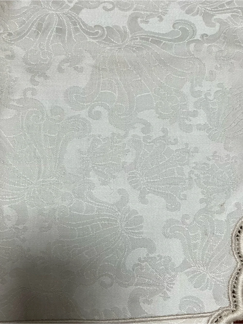 Jesurum Italian Cotton Cream Embroidered Napkins Damask (4) NEW Lace 14.5x18.5in - Picture 4 of 8